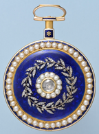 Pearl Set Gold and Enamel Cylinder with Chatelaine