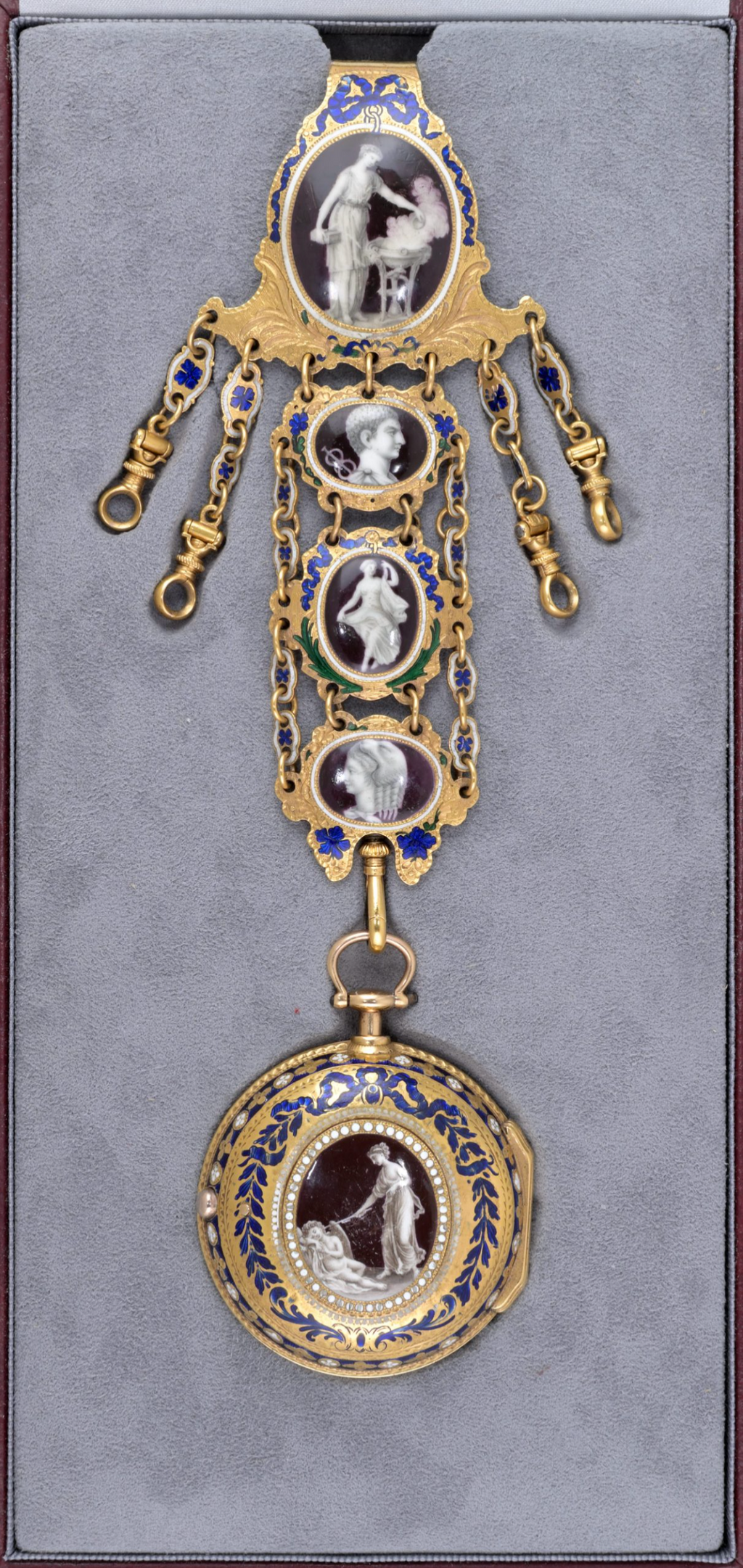 Irish Gold and Enamel Chatelaine Watch