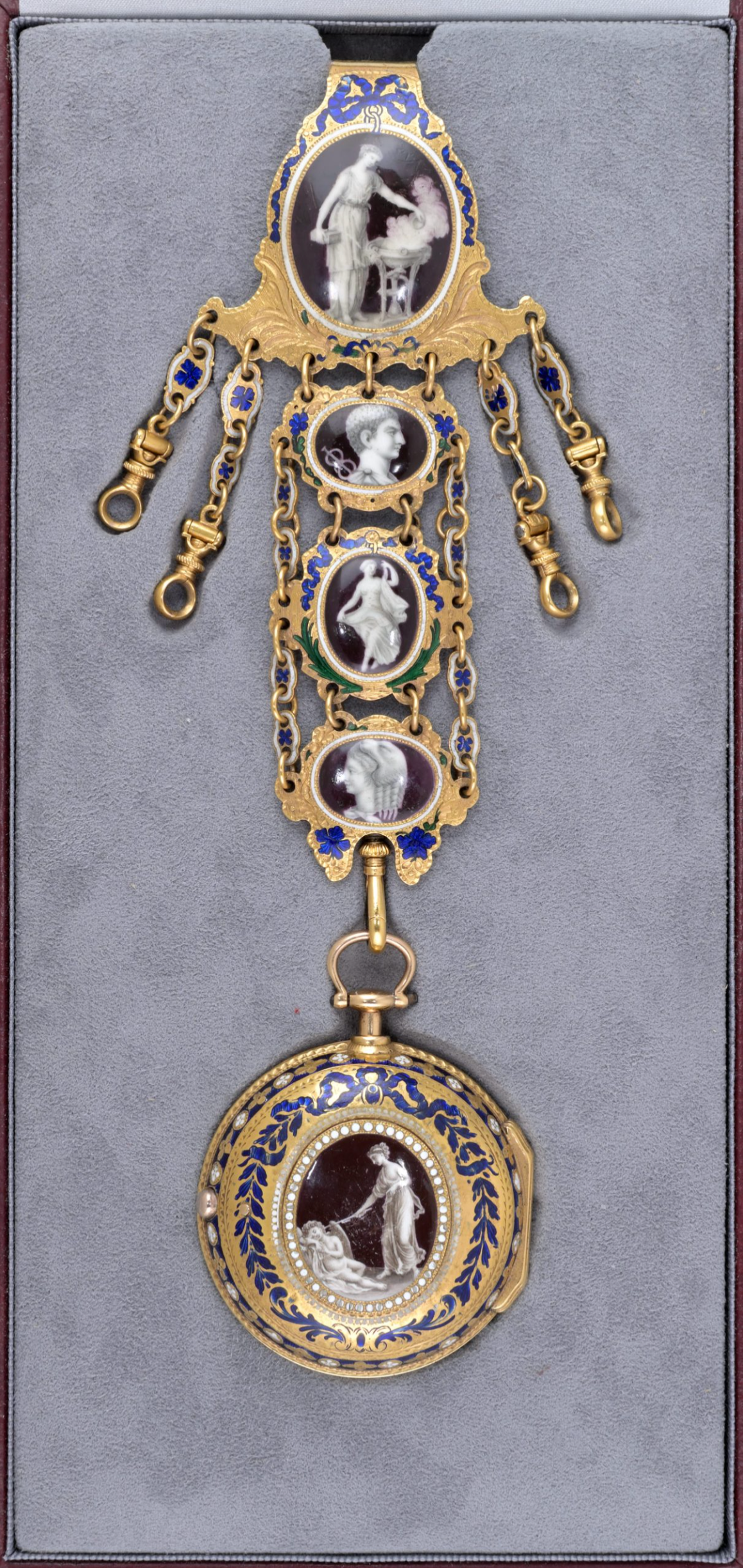 Irish Gold and Enamel Chatelaine Watch