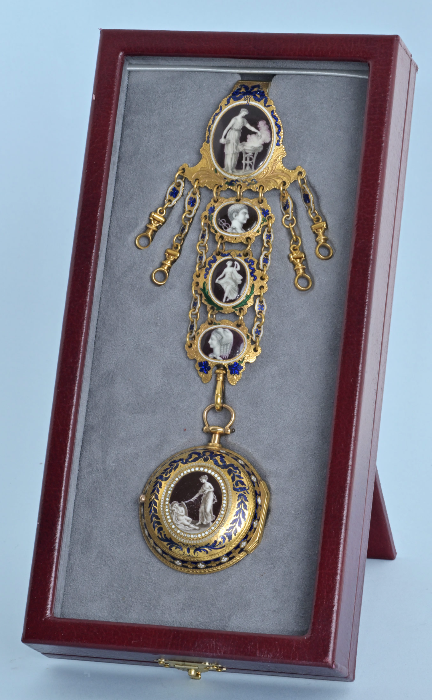 Irish Gold and Enamel Chatelaine Watch