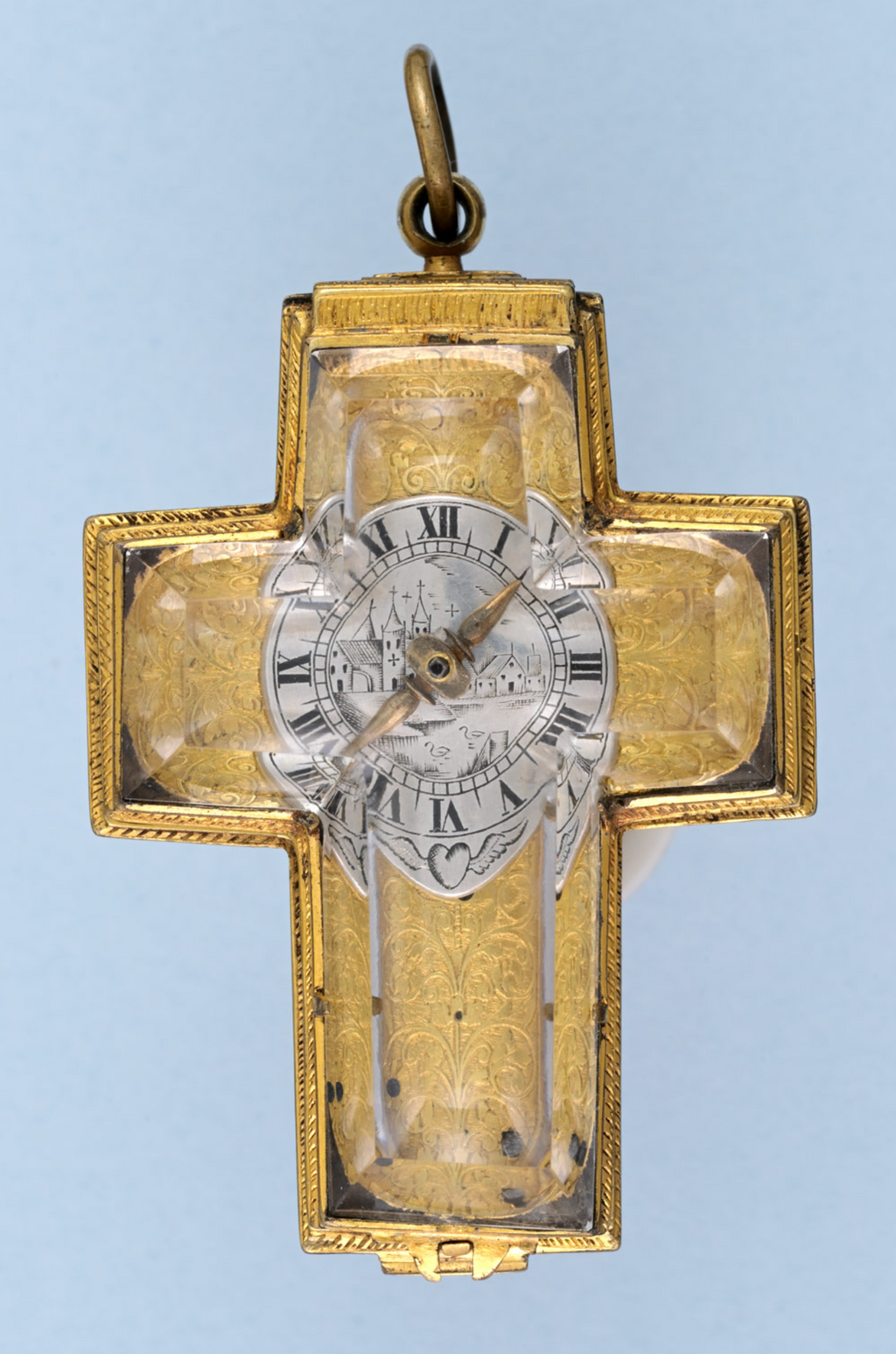 Early Rock Crystal Crucifix Watch