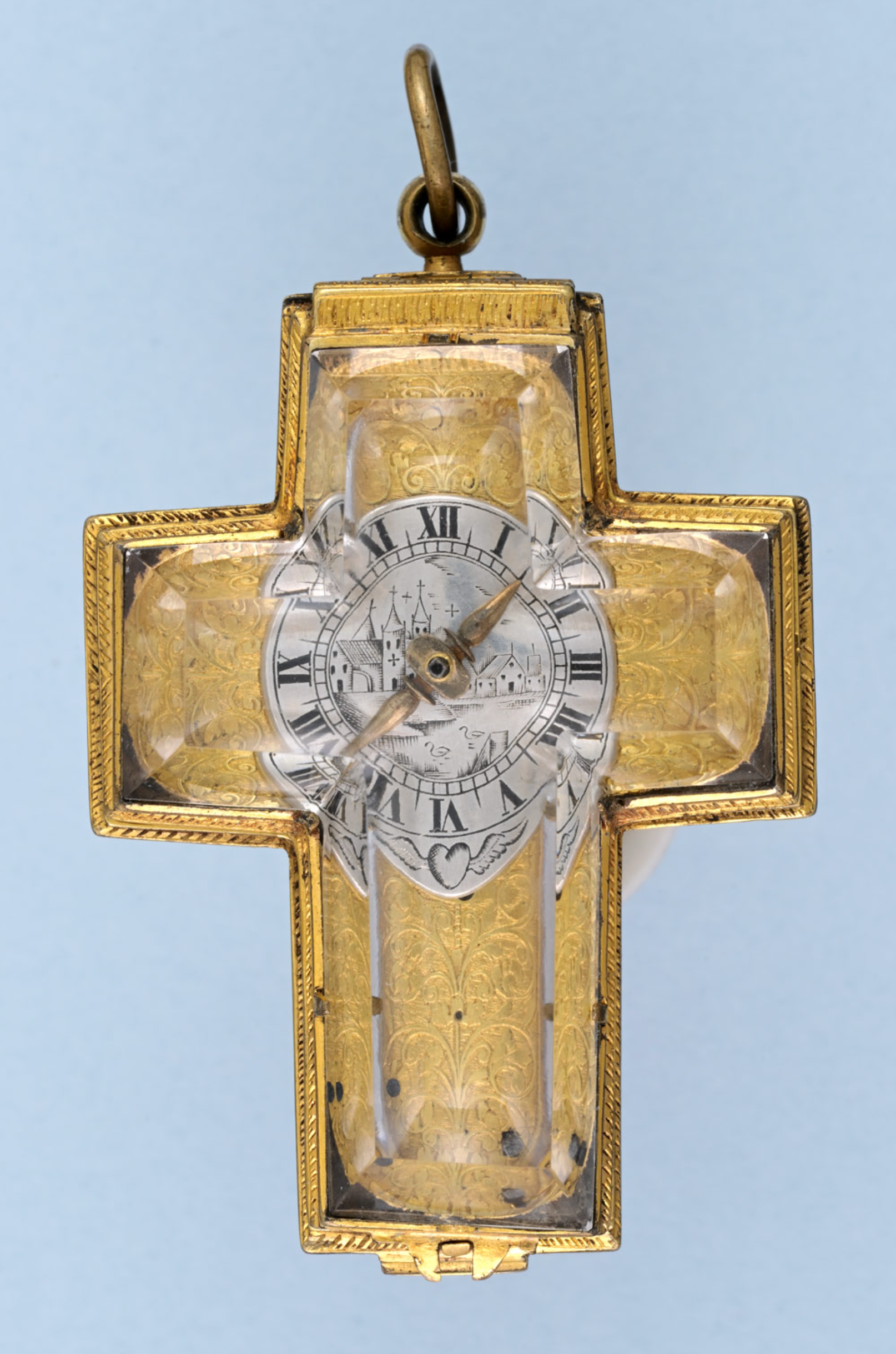 Early Rock Crystal Crucifix Watch
