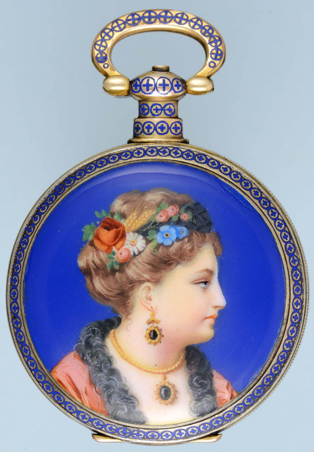Enamelled Silver Gilt Chinese Market Pocket Watch