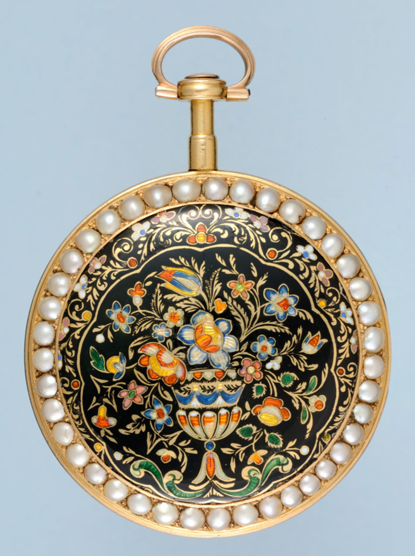 Unusual Gold and Enamel Cylinder Pocket Watch by Brockbanks