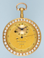 Unusual Gold and Enamel Cylinder Pocket Watch by Brockbanks