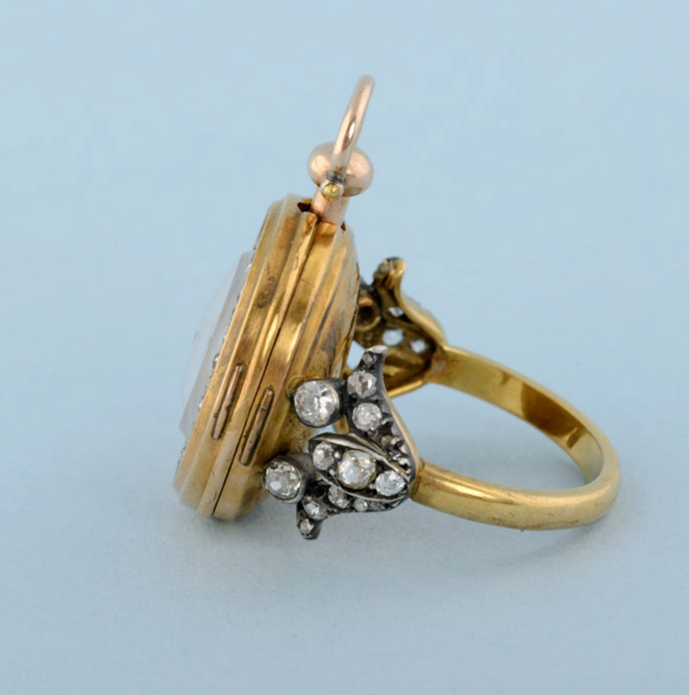 Gold Watch and Diamond Set Ring Mount