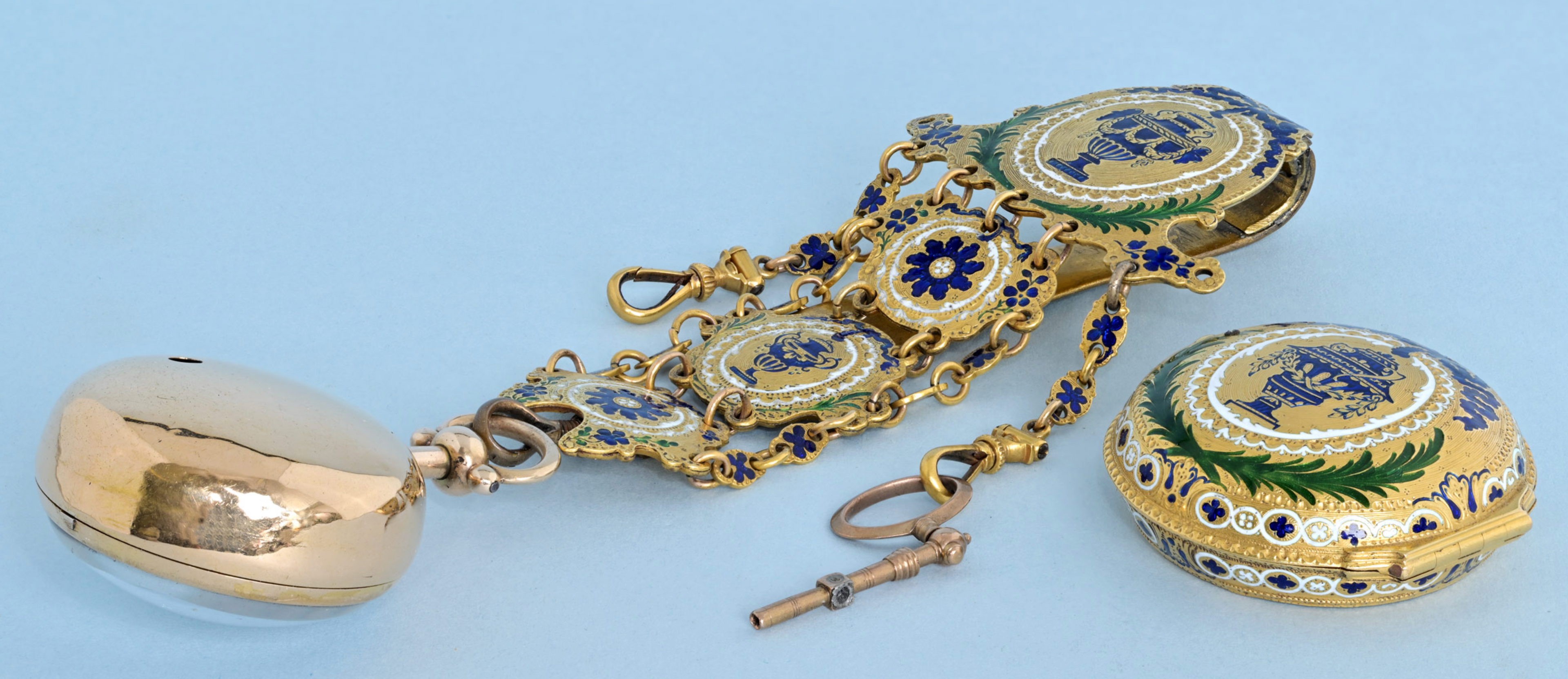 Gold and Enamel Chatelaine Watch