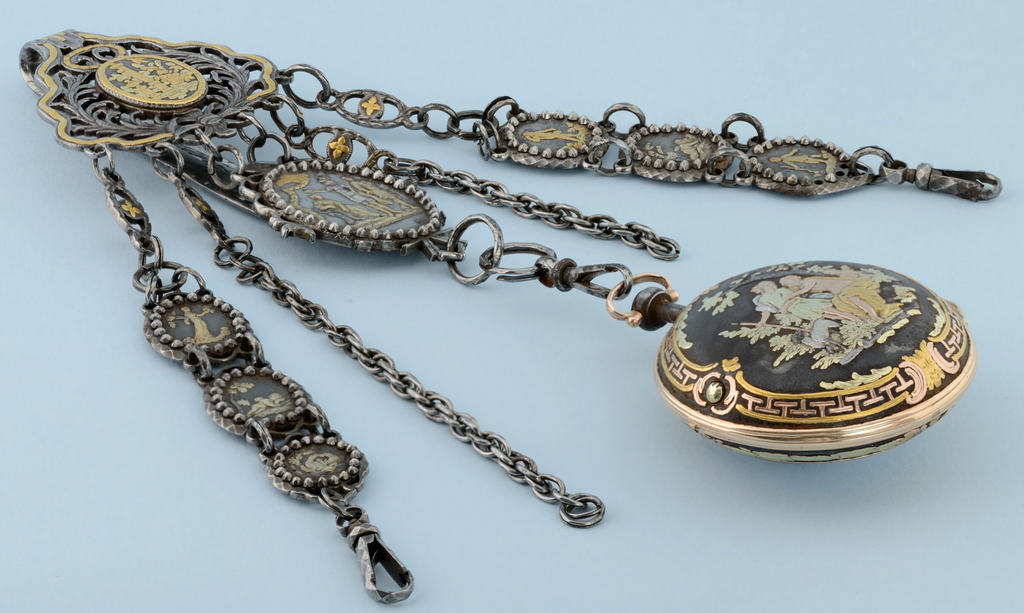 Rare Gold Decorated Watch and Chatelaine