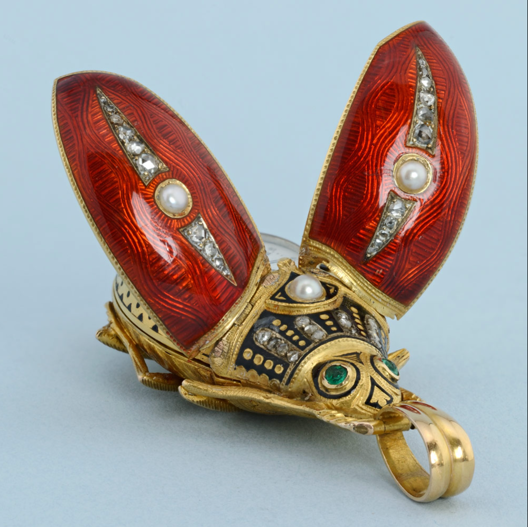 Gold and Enamel Beetle Form Watch