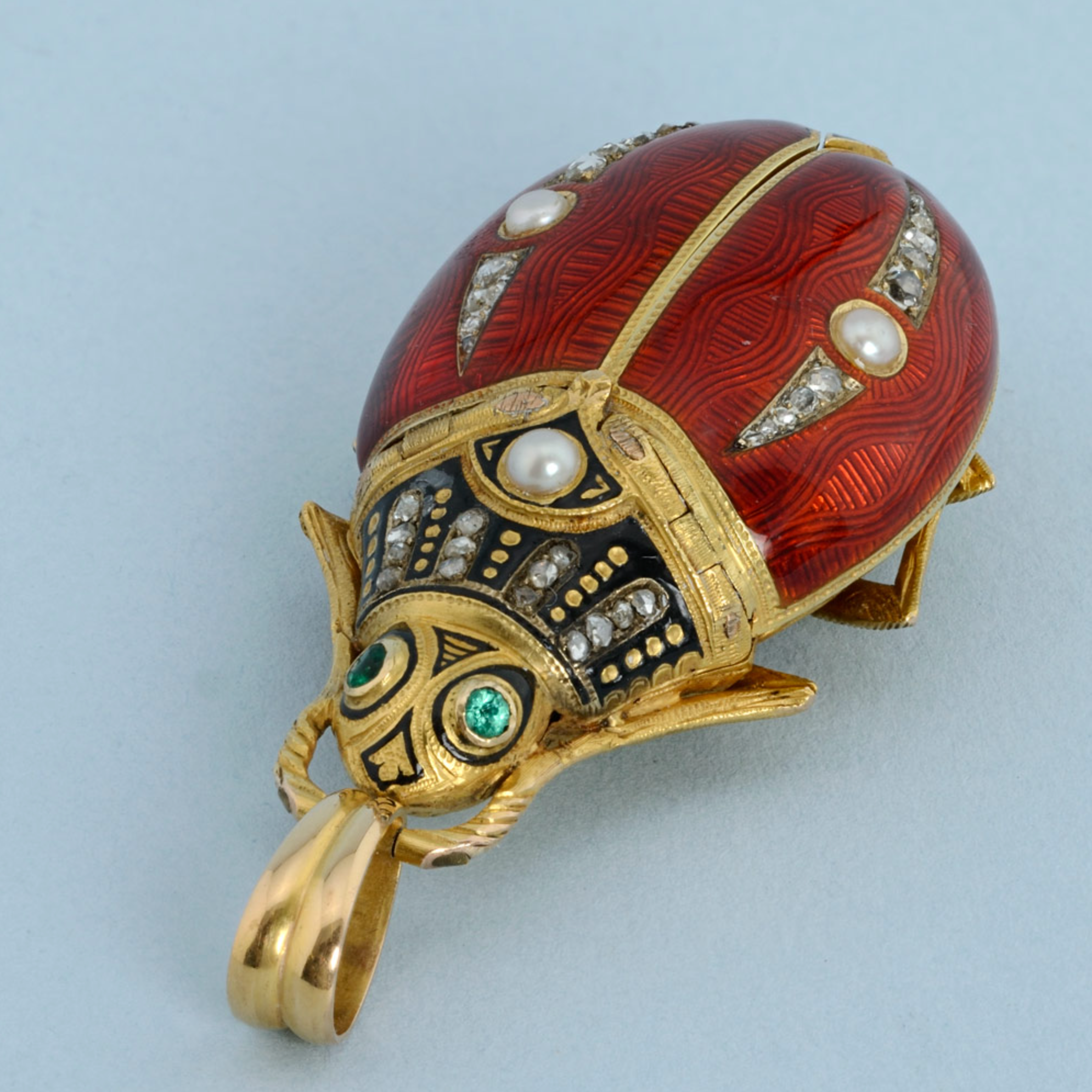 Gold and Enamel Beetle Form Watch