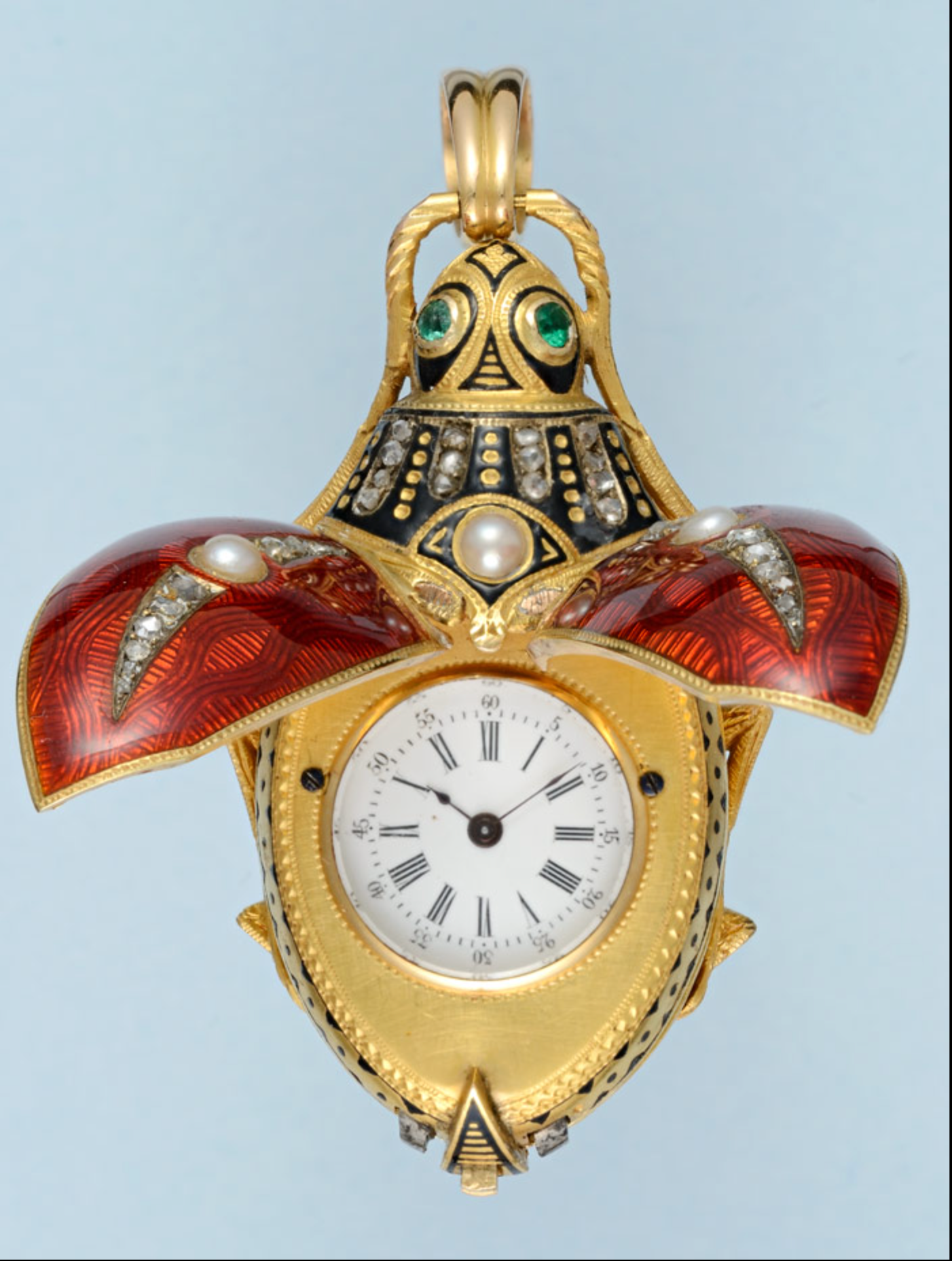 Gold and Enamel Beetle Form Watch