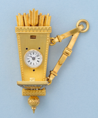 Rare Gold and Enamel Quiver Form Pendant Watch
