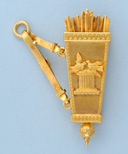 Rare Gold and Enamel Quiver Form Pendant Watch