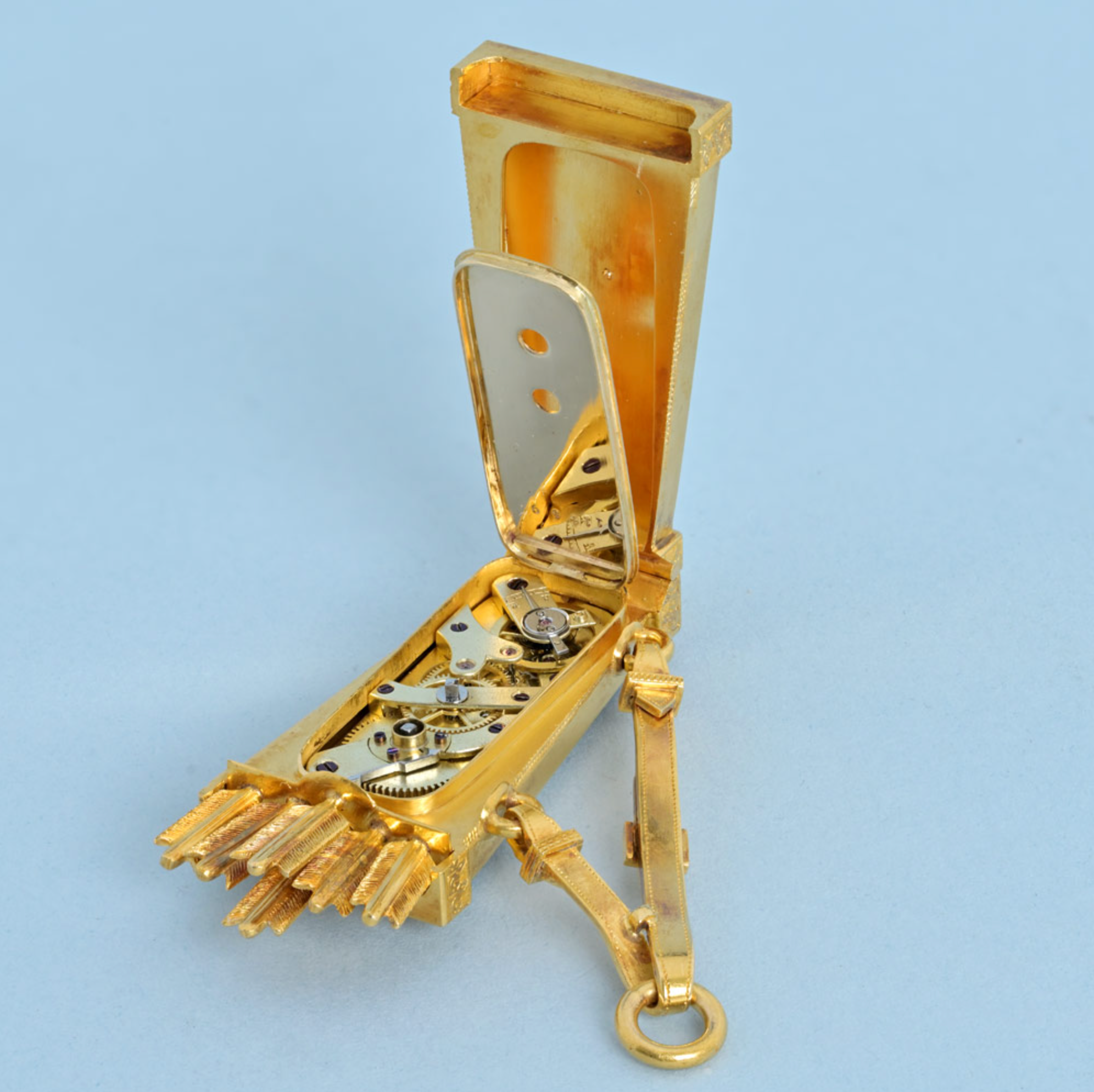 Rare Gold and Enamel Quiver Form Pendant Watch