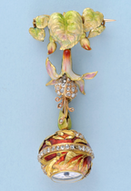 Diamond Set Enamelled Ball Watch and Brooch