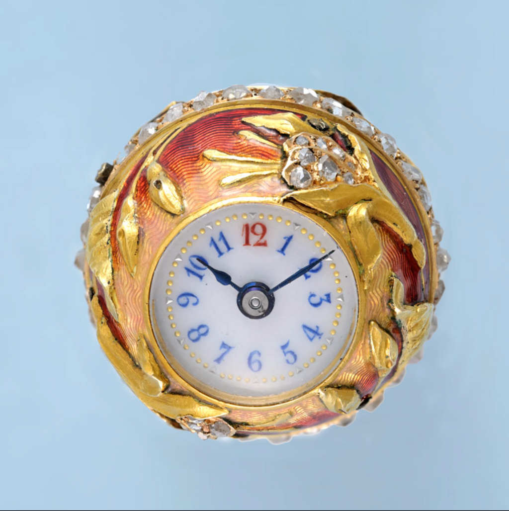 Diamond Set Enamelled Ball Watch and Brooch