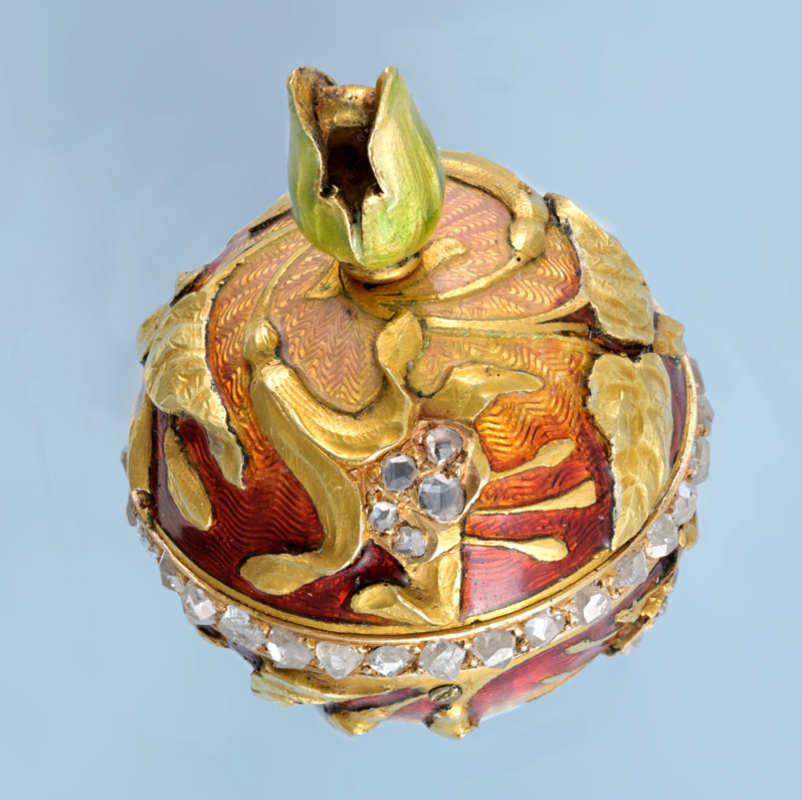 Diamond Set Enamelled Ball Watch and Brooch