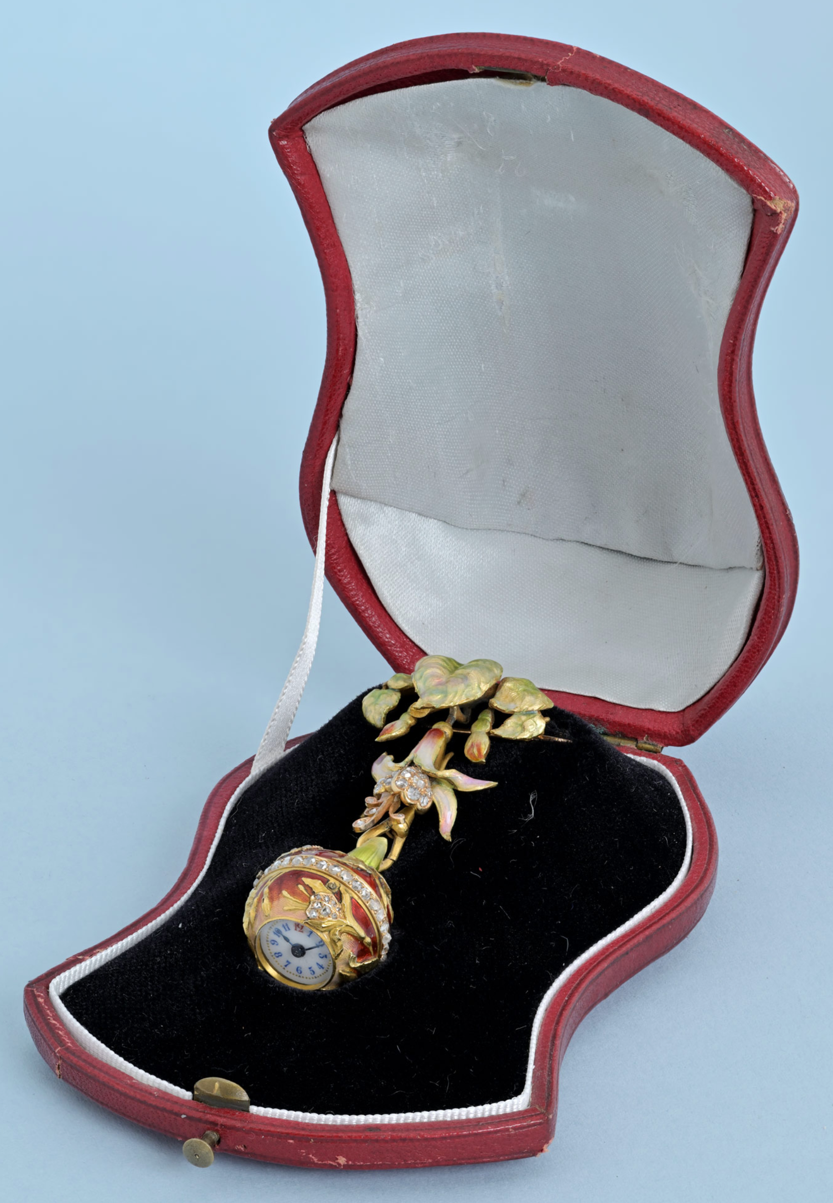 Diamond Set Enamelled Ball Watch and Brooch
