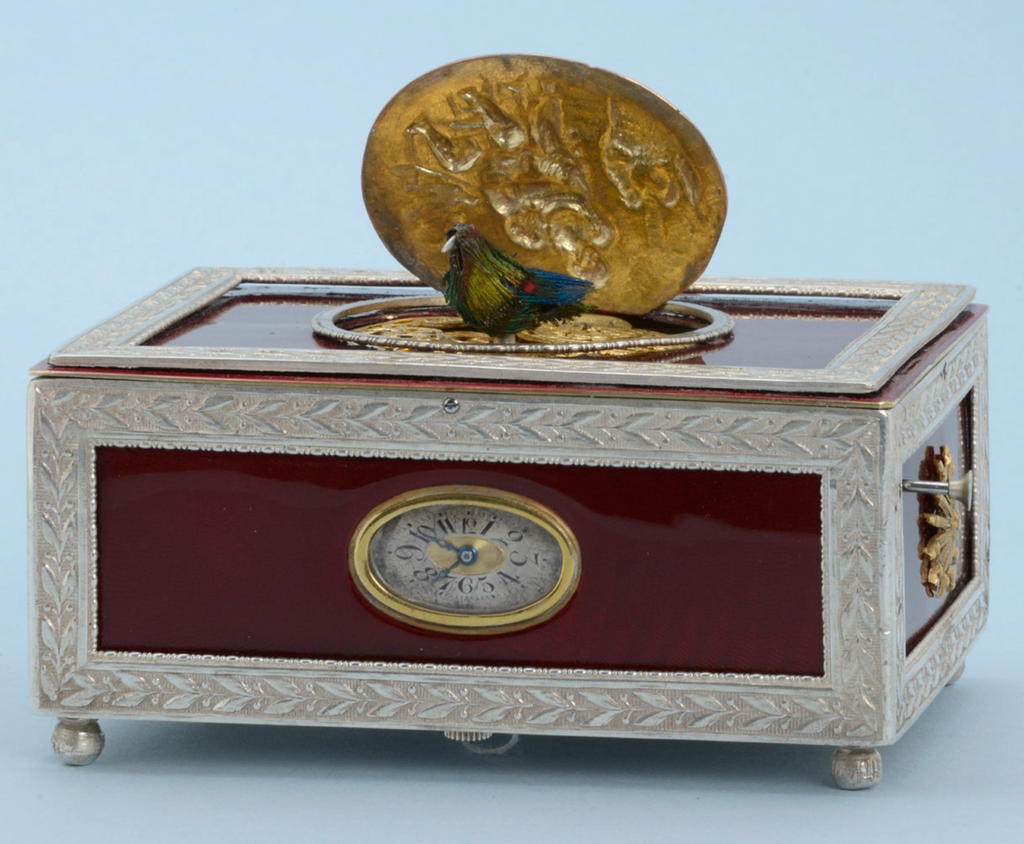 Enamelled Singing Bird Box and Watch