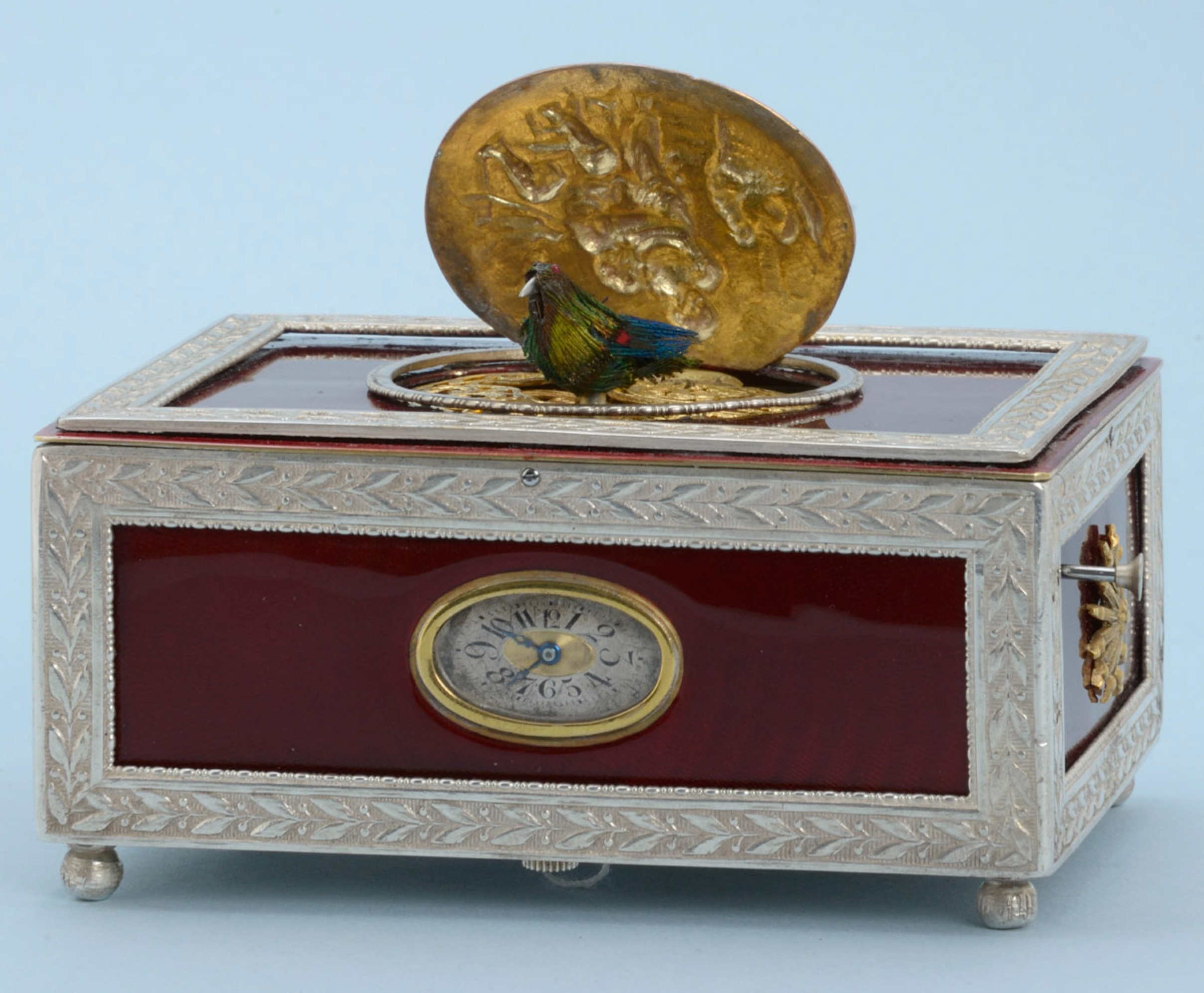 Enamelled Singing Bird Box and Watch