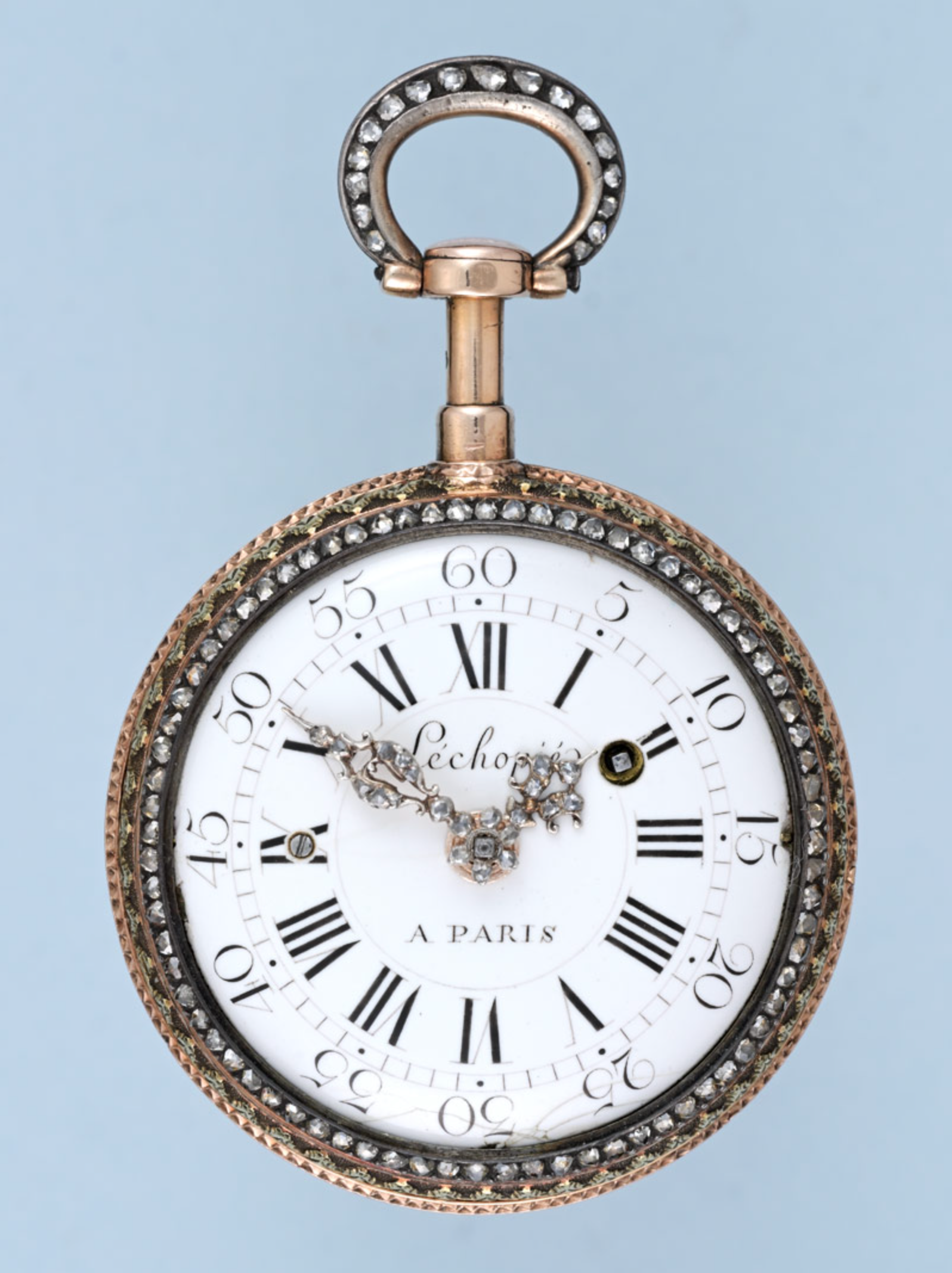 Diamond Set Gold French Quarter Repeating Cylinder