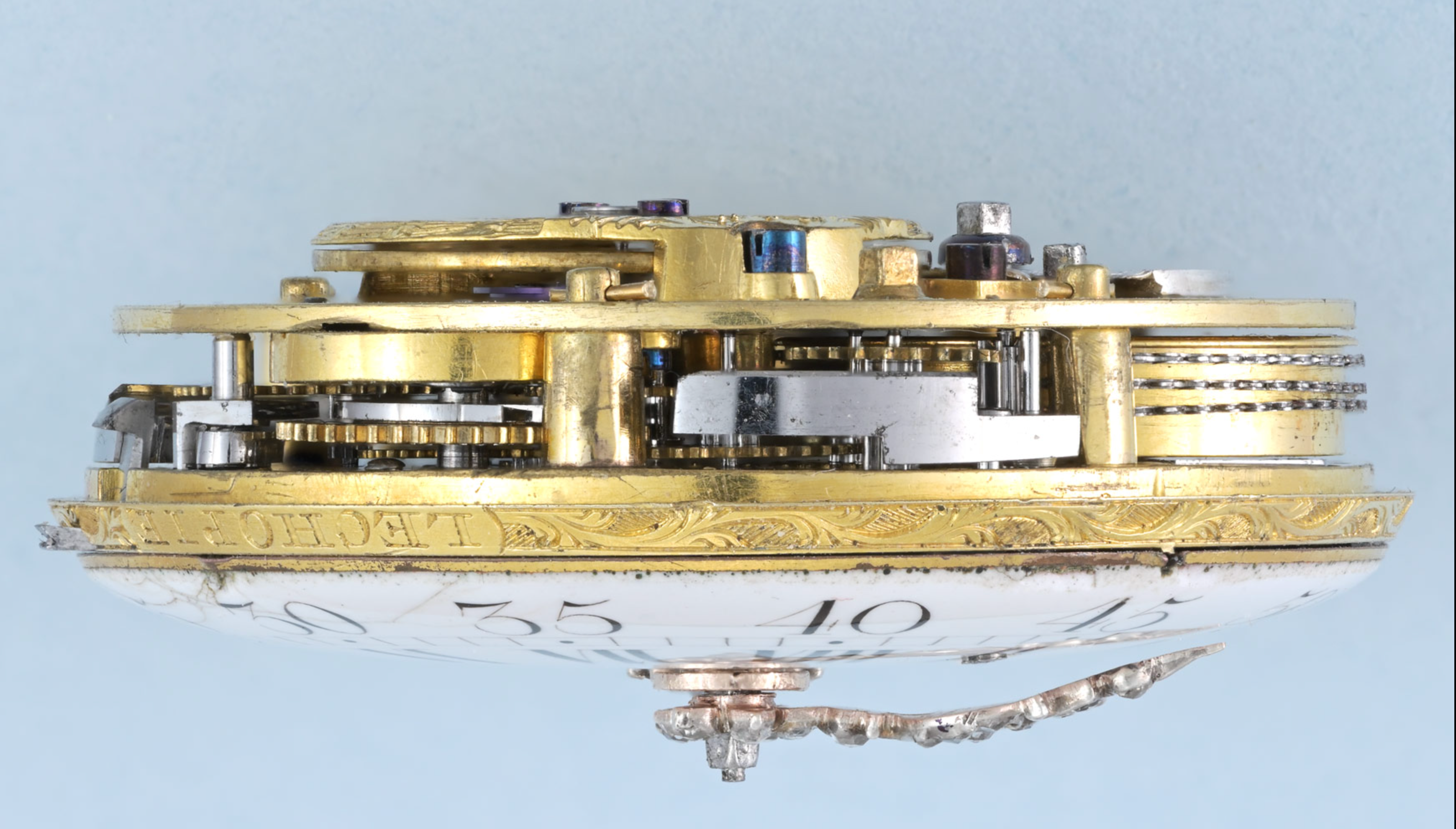 Diamond Set Gold French Quarter Repeating Cylinder