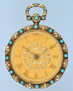 Turquoise Set Three Colour Gold Pocket Watch