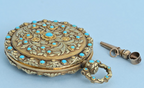 Turquoise Set Three Colour Gold Pocket Watch