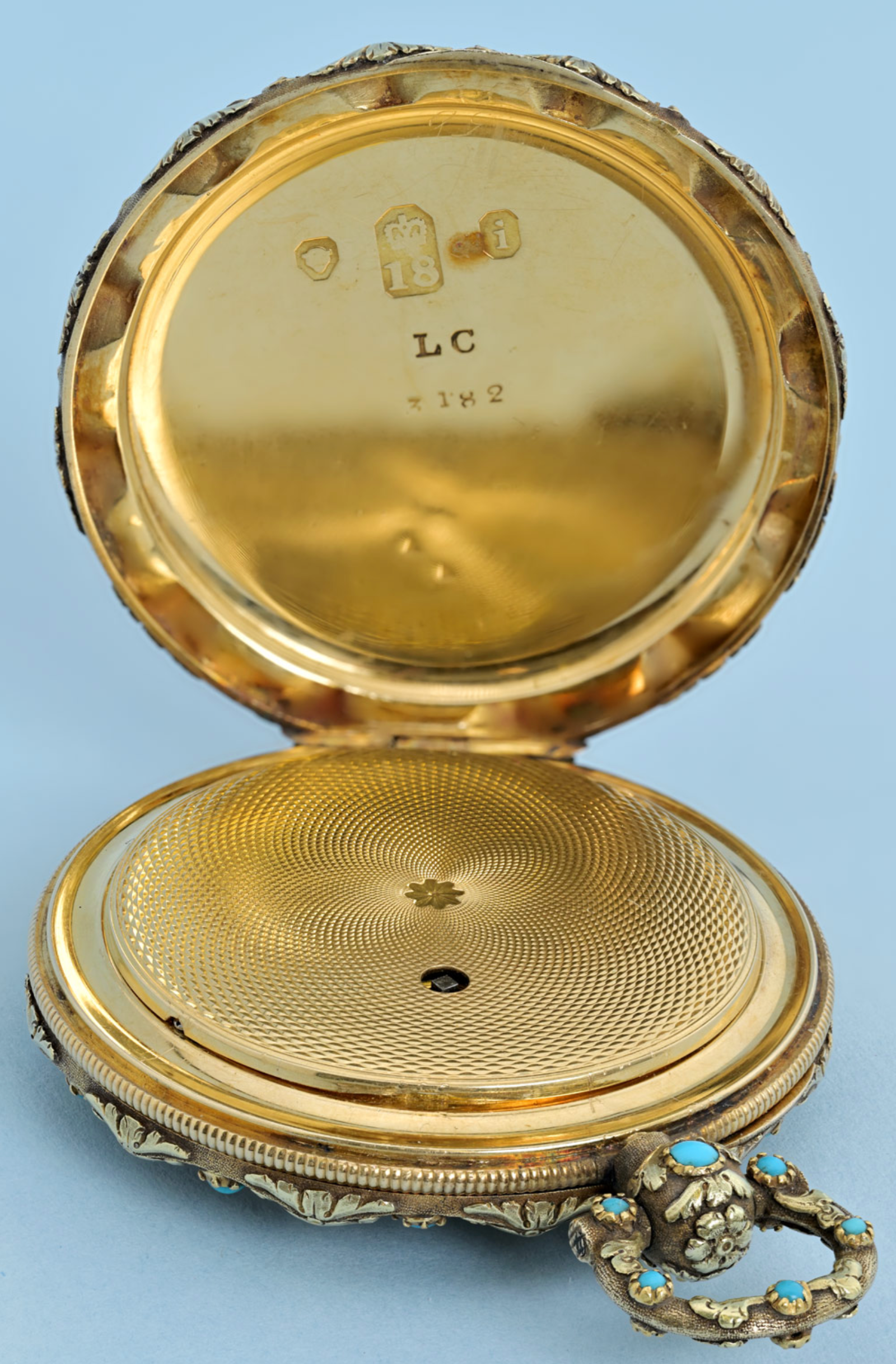 Turquoise Set Three Colour Gold Pocket Watch