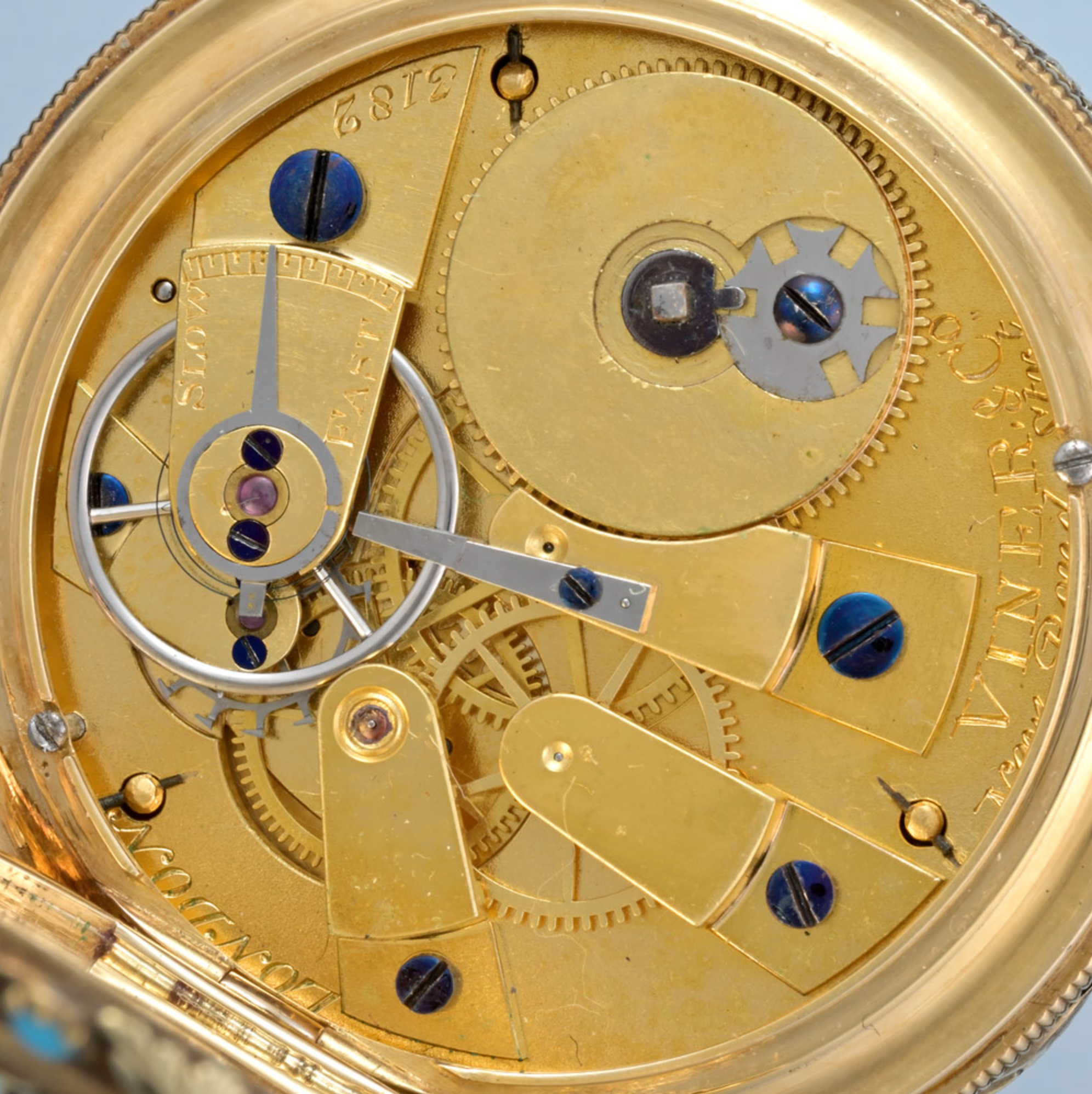 Turquoise Set Three Colour Gold Pocket Watch