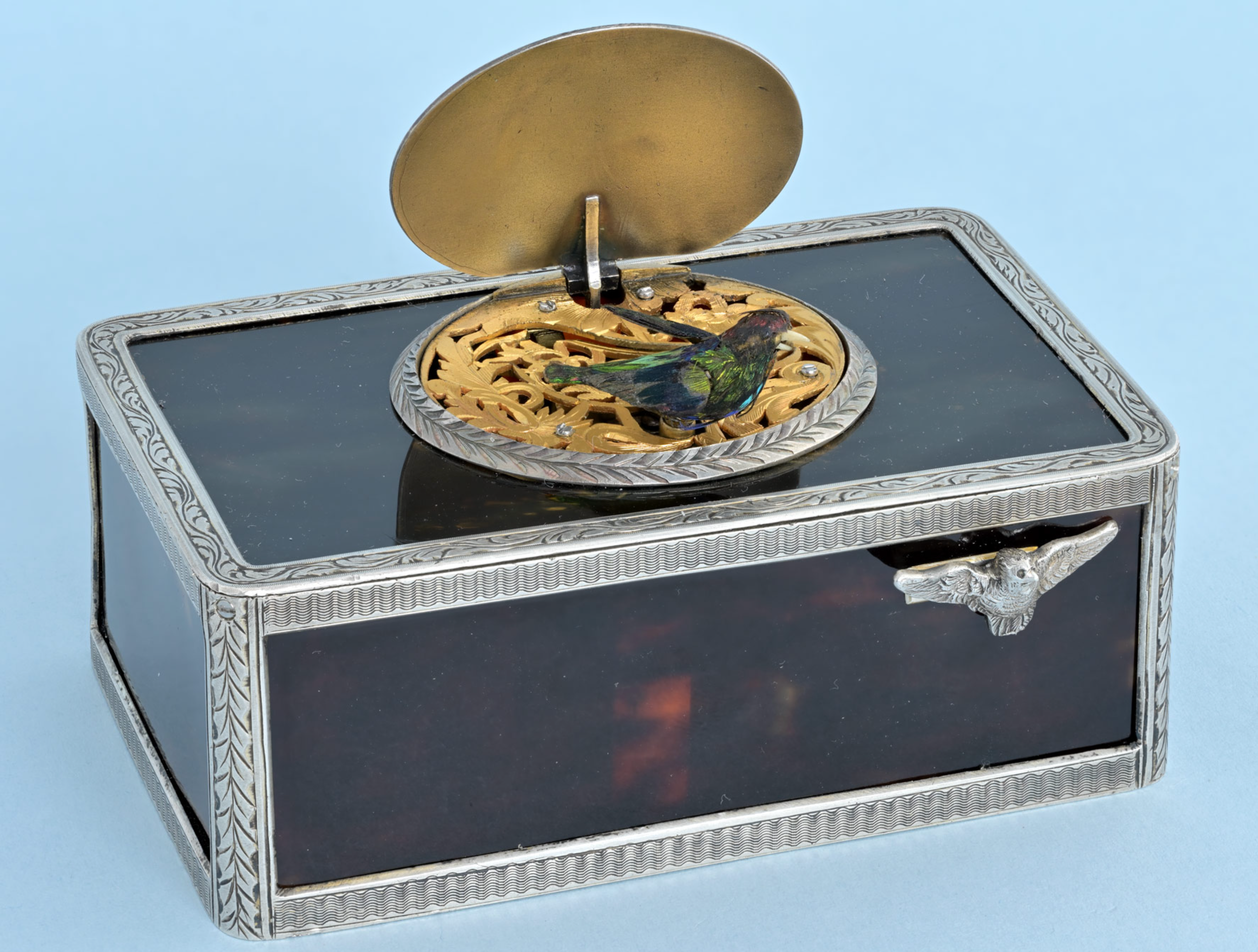 Silver Mounted Horn Singing Bird Box