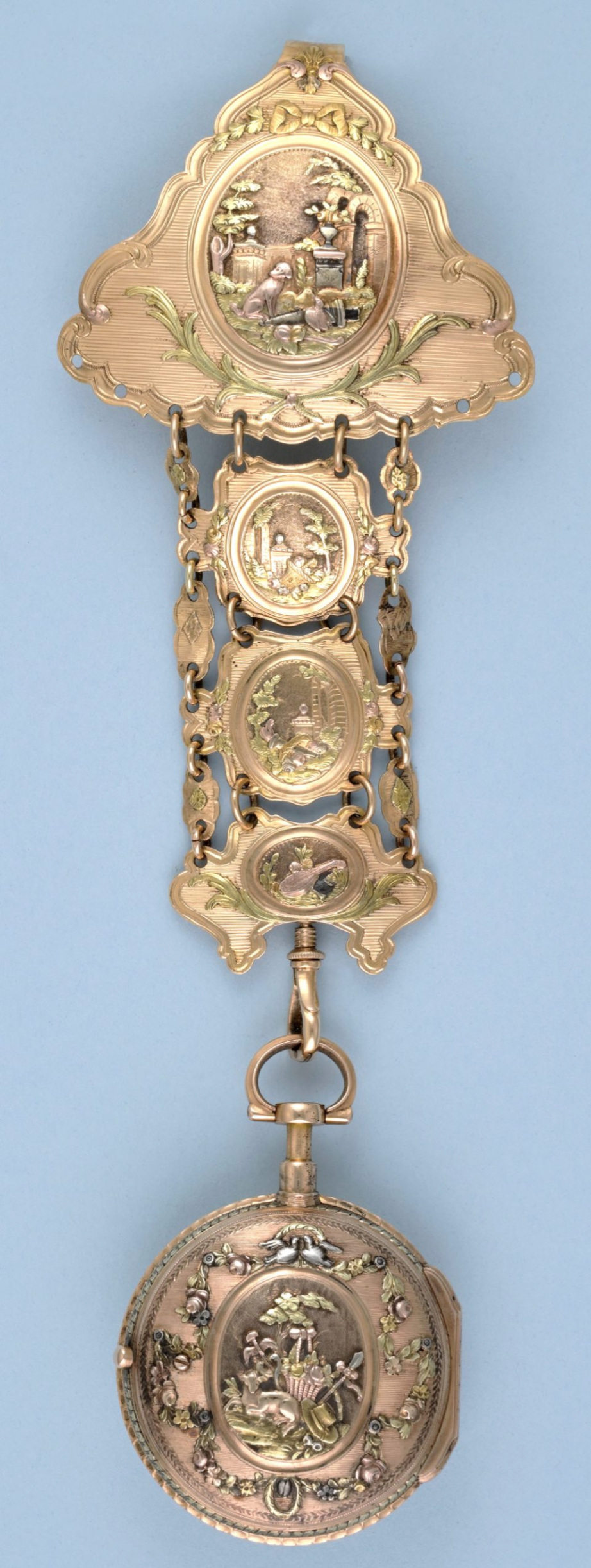 Three Colour Gold Chatelaine Watch