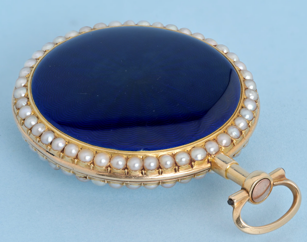 Pearl Set Gold and Enamel Watch