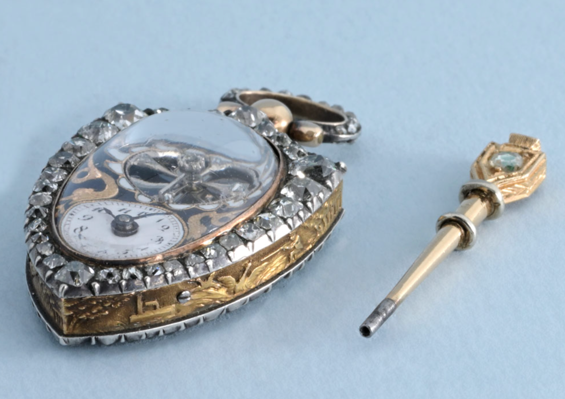 Rare Diamond Set Visible Balance Pendant Watch