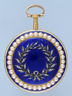 Diamond Set Gold and Enamel Chatelaine Watch