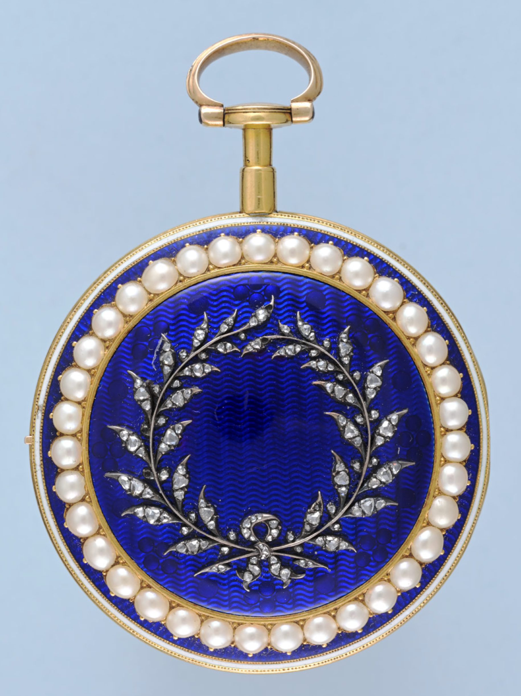 Diamond Set Gold and Enamel Chatelaine Watch