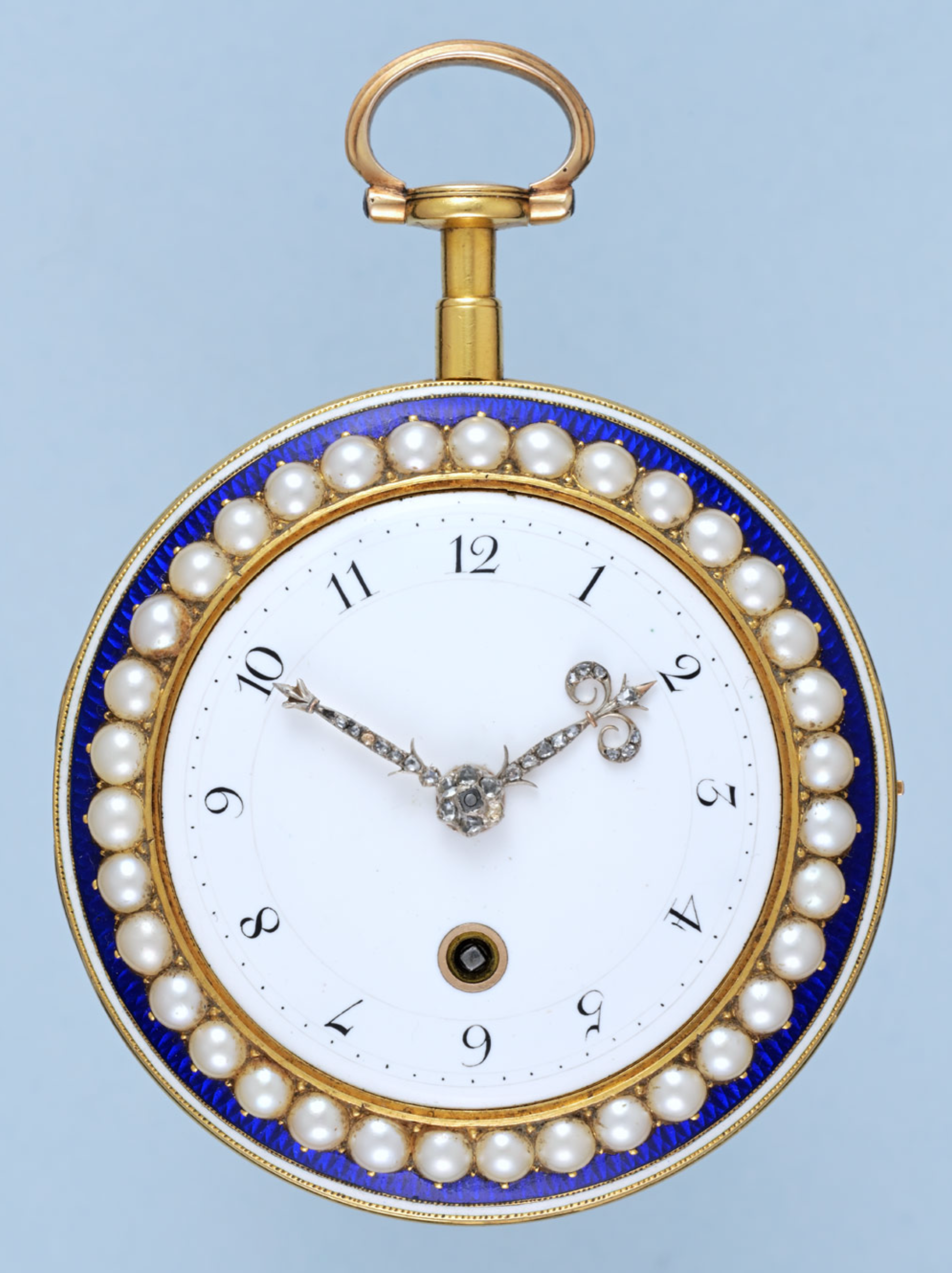 Diamond Set Gold and Enamel Chatelaine Watch