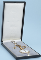 Diamond Set Gold and Enamel Chatelaine Watch