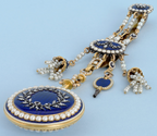 Diamond Set Gold and Enamel Chatelaine Watch