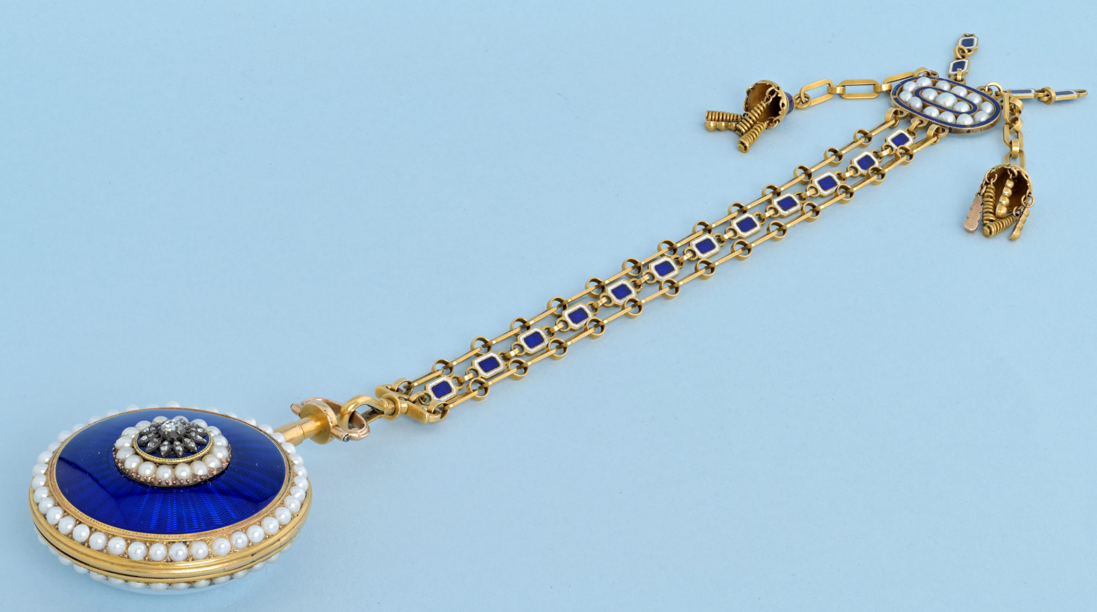 Pearl and Diamond Set Irish Verge with Chatelaine